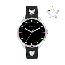 Load image into Gallery viewer, Furla Women's Pin Black Dial Calfskin Leather Watch